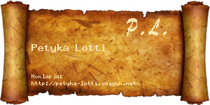 Petyka Lotti névjegykártya